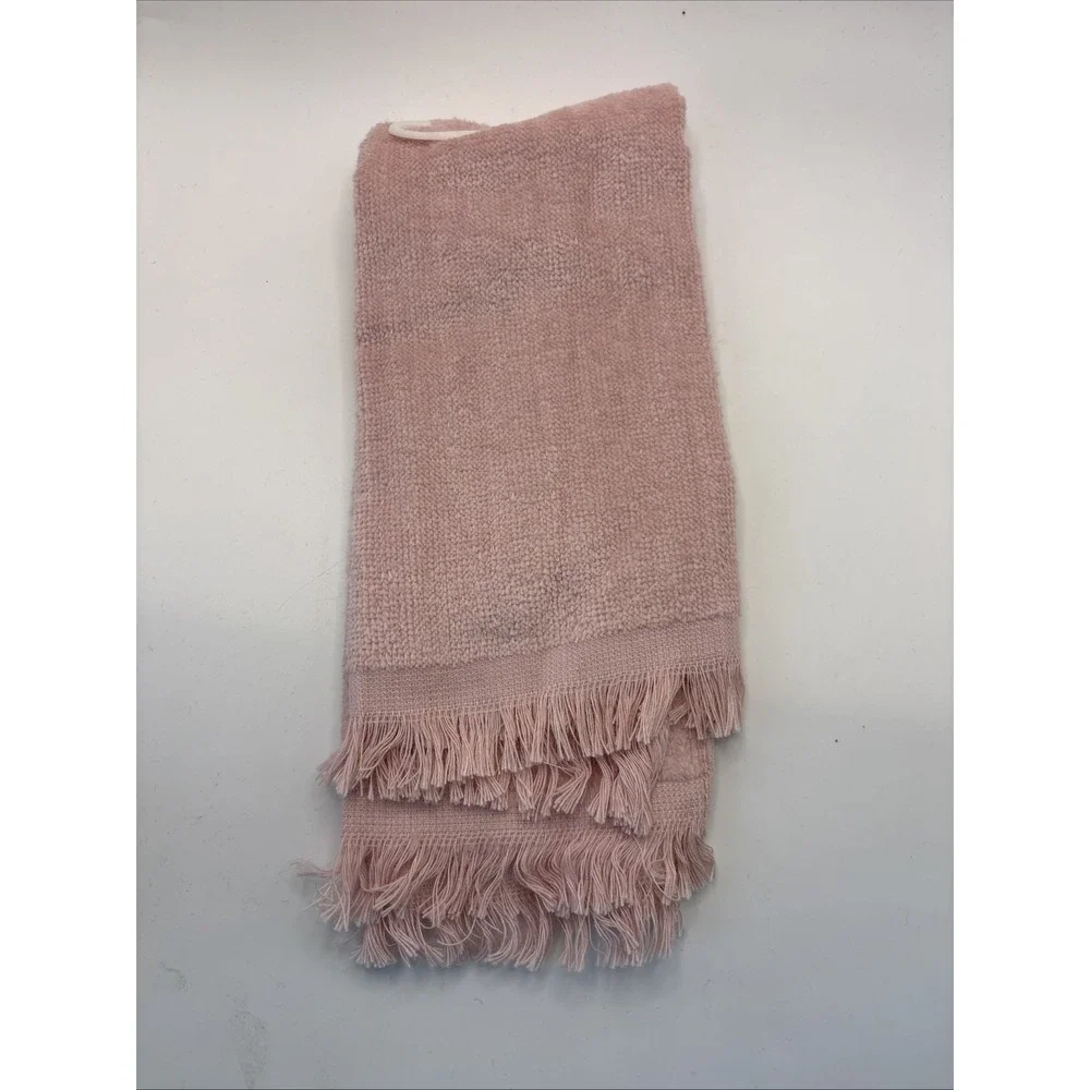 Vtg Holiday Traditions Christmas Guest Fingertip Towels Set Of 3 Pink Fringe NEW